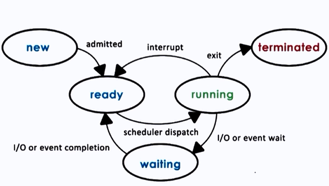 Process Lifecycle — New → Ready → Running → Waiting → Terminated